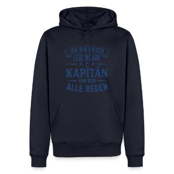 Kapitän Legende Seemann Segeln - Männer Premium Bio Hoodie - Navy - Vorne - Nico (187cm)