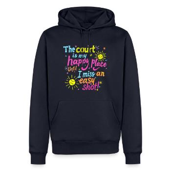 Tennis T-Shirt Hoodie Happy Place - Men’s Premium Organic Hoodie - navy - Front - Nico (187cm)