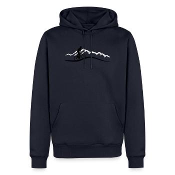Mountain biking, cycling - Men’s Premium Organic Hoodie - navy - Front - Nico (187cm)