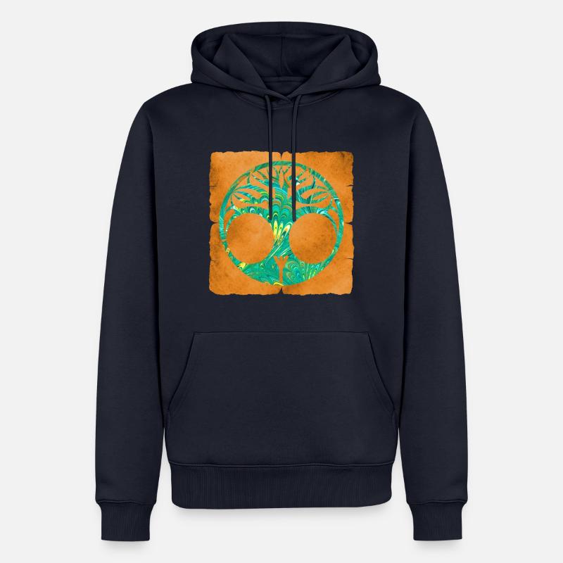 lebensbaum e 71 y - Sweat à capuche Premium bio Homme - bleu marine