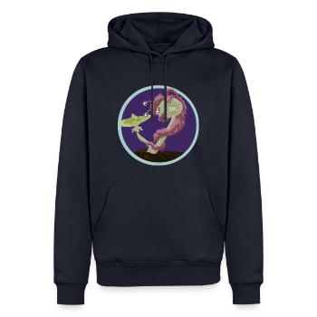 Pilzmonster - Männer Premium Bio Hoodie - Navy - Vorne - Nico (187cm)