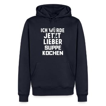 SUPPE KOCHEN - Männer Premium Bio Hoodie - Navy - Vorne - Nico (187cm)