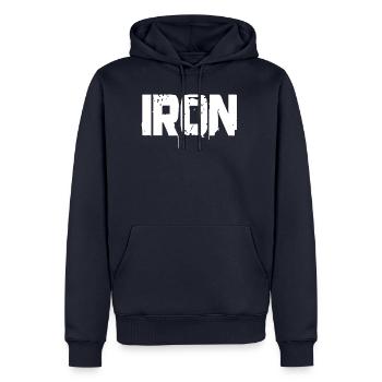 iron shirt - Men’s Premium Organic Hoodie - navy - Front - Nico (187cm)