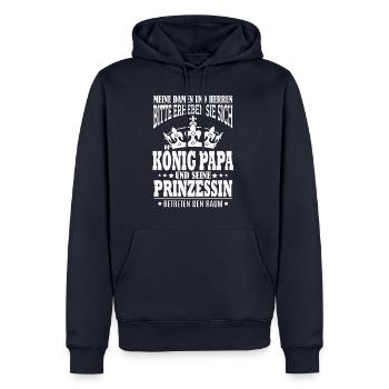 Vater, Papa, Geschenk, Vatertag, Papi, Kinder - Männer Premium Bio Hoodie - Navy - Vorne - Nico (187cm)