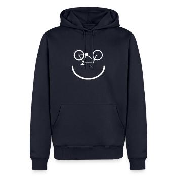 biker vélo smileys smileys T-shirt - Sweat à capuche Premium bio Homme - bleu marine - Devant - Nico (187cm)