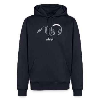 addict Musique - Musique - Son - Cadeau - Sweat à capuche Premium bio Homme - bleu marine - Devant - Nico (187cm)
