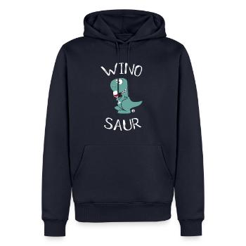Winsoaur - Wine Dinosaur T-Rex Funny Gift - Men’s Premium Organic Hoodie - navy - Front - Nico (187cm)