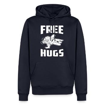 Gratuit câlins Jiu Jitsu BJJ cadeau - Sweat à capuche Premium bio Homme - bleu marine - Devant - Nico (187cm)