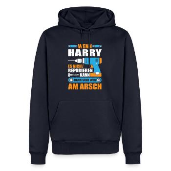 HARRY Name Geschenk Reparatur reparieren - Männer Premium Bio Hoodie - Navy - Vorne - Nico (187cm)