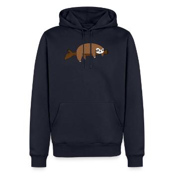 Sloth - Faultier - Ast - Geschenk - Gemütlich - Männer Premium Bio Hoodie - Navy - Vorne - Nico (187cm)