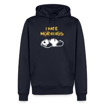 I Hate Mornings Funny Panda T-Shirt | Bear Feeling - Männer Premium Bio Hoodie - Navy - Vorne - Nico (187cm)