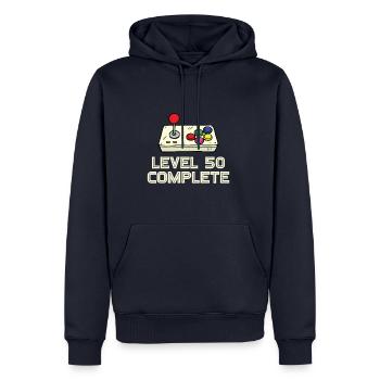 Level 50 Complete - Männer Premium Bio Hoodie - Navy - Vorne - Nico (187cm)