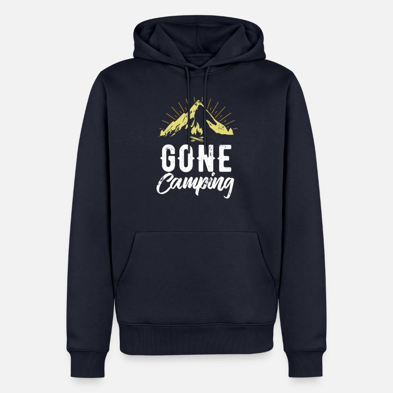 Bin campen - Camping - Geschenk - Männer Premium Bio Hoodie - Navy