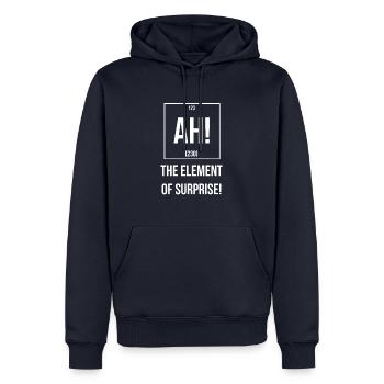 Ah l'élément de surprise - Sweat à capuche Premium bio Homme - bleu marine - Devant - Nico (187cm)