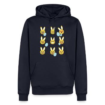 Joyeuses Pâques Emojis smileys - Sweat à capuche Premium bio Homme - bleu marine - Devant - Nico (187cm)
