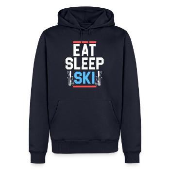 Mangez le T-shirt de ski de sommeil - Sweat à capuche Premium bio Homme - bleu marine - Devant - Nico (187cm)