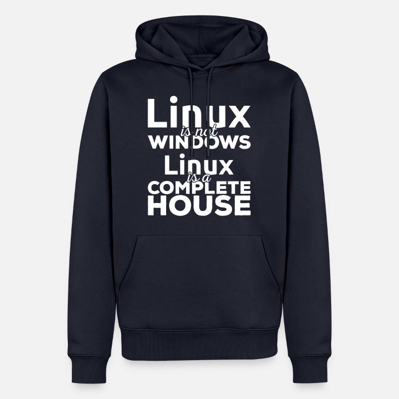 Linux ist not Windows! Linux is a complete house! - Männer Premium Bio Hoodie - Navy