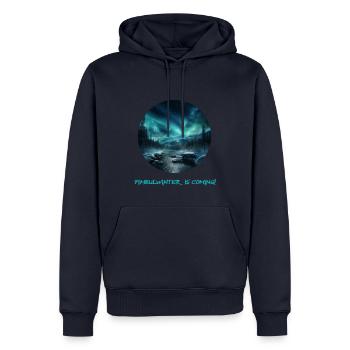 Der Fimbulwinter naht - mit epischen Nordlichtern - Männer Premium Bio Hoodie - Navy - Vorne - Nico (187cm)