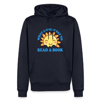 SONNE SONNENSCHEIN SONNENBLUME - Männer Premium Bio Hoodie - Navy - Vorne - Nico (187cm)