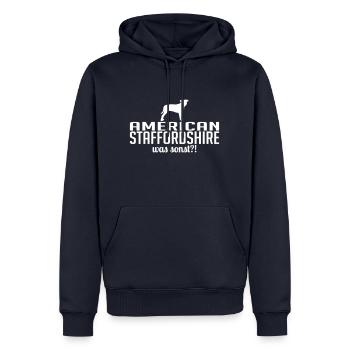 AMERICAN STAFFORDSHIRE was sonst - Männer Premium Bio Hoodie - Navy - Vorne - Nico (187cm)