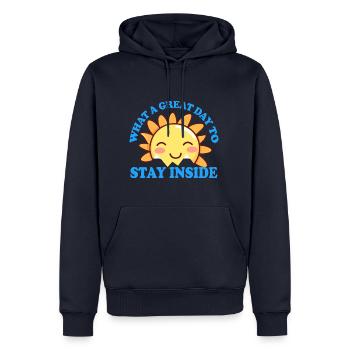SONNE SONNENSCHEIN SONNENBLUME - Männer Premium Bio Hoodie - Navy - Vorne - Nico (187cm)