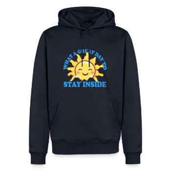 SONNE SONNENSCHEIN SONNENBLUME - Männer Premium Bio Hoodie - Navy - Vorne - Nico (187cm)