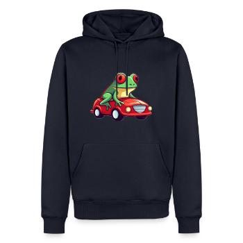 LUSTIGER FROSCH - Männer Premium Bio Hoodie - Navy - Vorne - Nico (187cm)