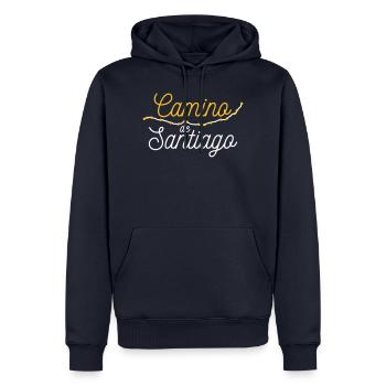 Camino de Santiago | St. James - Sweat à capuche Premium bio Homme - bleu marine - Devant - Nico (187cm)
