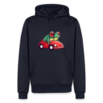 LUSTIGER FROSCH - Männer Premium Bio Hoodie - Navy - Vorne - Nico (187cm)