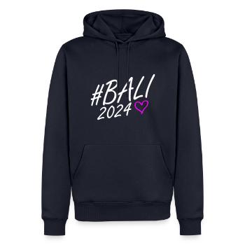 Bali 2024 Herz Reise - Männer Premium Bio Hoodie - Navy - Vorne - Nico (187cm)