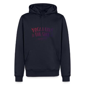 YOGA KLEIDUNG UND MEDITATION - Männer Premium Bio Hoodie - Navy - Vorne - Nico (187cm)