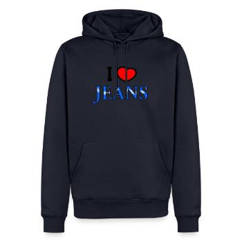 I love jeans heart jeans jeans wear clothes - Men’s Premium Organic Hoodie - navy - Front - Nico (187cm)