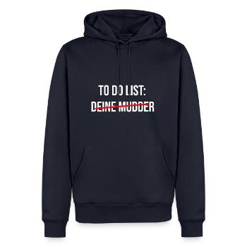 To Do List: Deine Mudder - Männer Premium Bio Hoodie - Navy - Vorne - Nico (187cm)