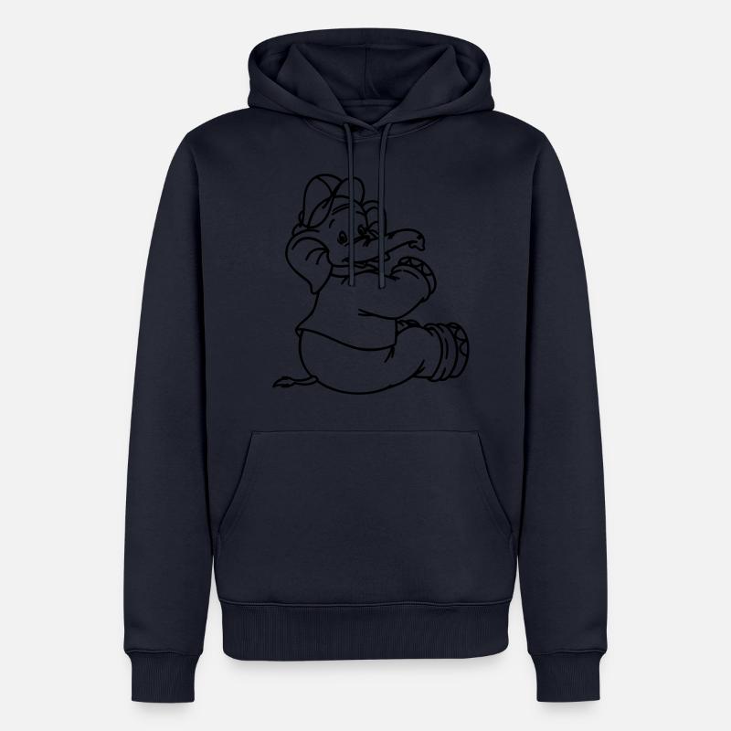Benjamin Blümchen sitzt Line-Art - Männer Premium Bio Hoodie - Navy