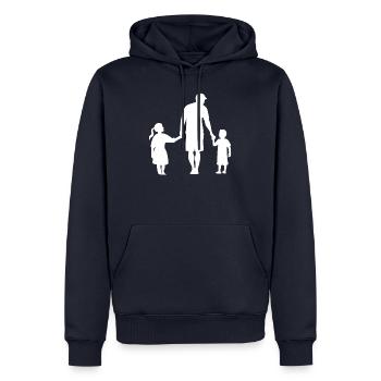 Vater Tochter Sohn 2 Kinder - Männer Premium Bio Hoodie - Navy - Vorne - Nico (187cm)