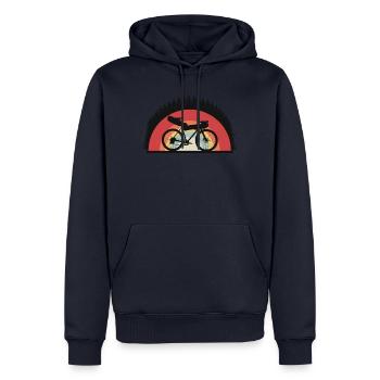 Bikpacking Gravelbike vélo Vélo Voyage cadeau - Sweat à capuche Premium bio Homme - bleu marine - Devant - Nico (187cm)