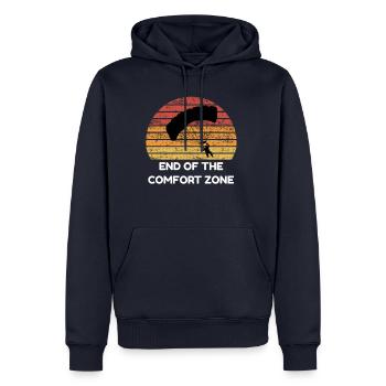 Ende Der Komfortzone Jump Parachute - Männer Premium Bio Hoodie - Navy - Vorne - Nico (187cm)