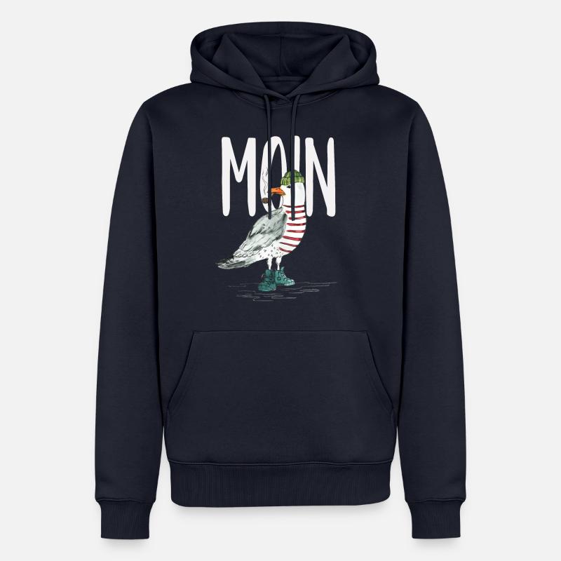 PLATTDEUTSCHER SPRUCH MIT MÖWE - Männer Premium Bio Hoodie - Navy
