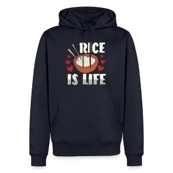 Rice Is Life - Männer Premium Bio Hoodie - Navy - Vorne - Nico (187cm)