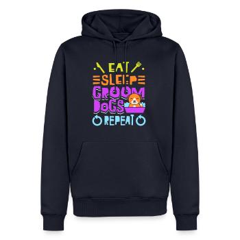 Essen Sie Schlafen, Pflegen Sie Hunde, - Männer Premium Bio Hoodie - Navy - Vorne - Nico (187cm)