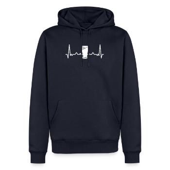 Herzschlaghandwerk Bier Alkoholbrauer Trinken - Männer Premium Bio Hoodie - Navy - Vorne - Nico (187cm)