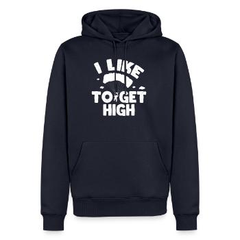 Funny Sky Diving I Like To Get High - Männer Premium Bio Hoodie - Navy - Vorne - Nico (187cm)