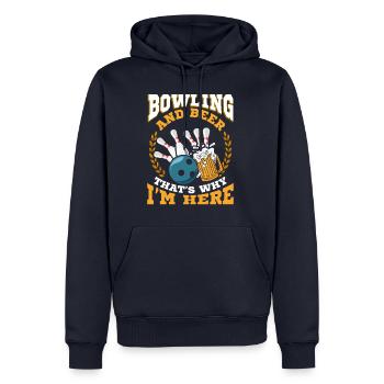 Funny Bowling And Beer - Männer Premium Bio Hoodie - Navy - Vorne - Nico (187cm)