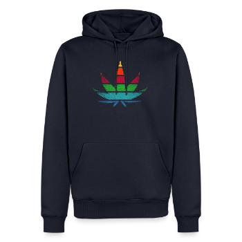 Retro Vintage Cannabis - Männer Premium Bio Hoodie - Navy - Vorne - Nico (187cm)