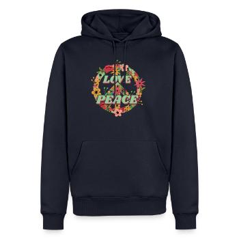 Love Peace Hippy - Männer Premium Bio Hoodie - Navy - Vorne - Nico (187cm)