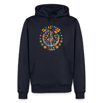 Old Hippy Rules - Männer Premium Bio Hoodie - Navy - Vorne - Nico (187cm)