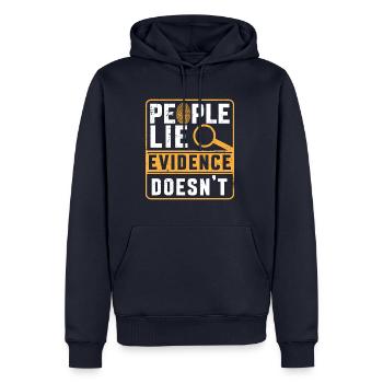 People Lie Evidences Doesn't - Männer Premium Bio Hoodie - Navy - Vorne - Nico (187cm)