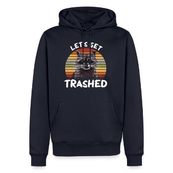 Raccoon Let us Get Trashed - Männer Premium Bio Hoodie - Navy - Vorne - Nico (187cm)