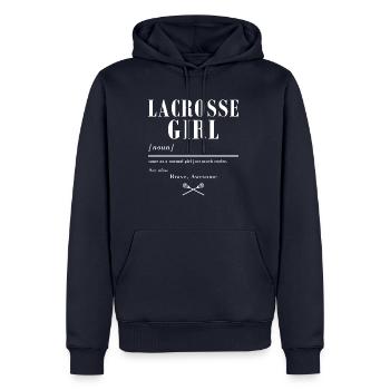 Lax Girl Brave Awesome - Männer Premium Bio Hoodie - Navy - Vorne - Nico (187cm)