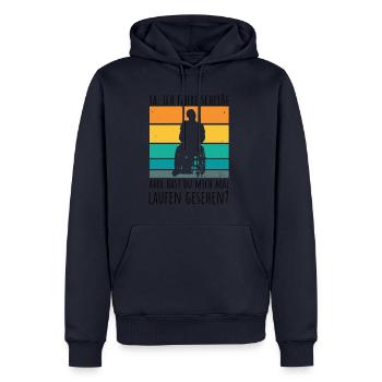 Rollstuhlfahrer Humor Spruch - Männer Premium Bio Hoodie - Navy - Vorne - Nico (187cm)